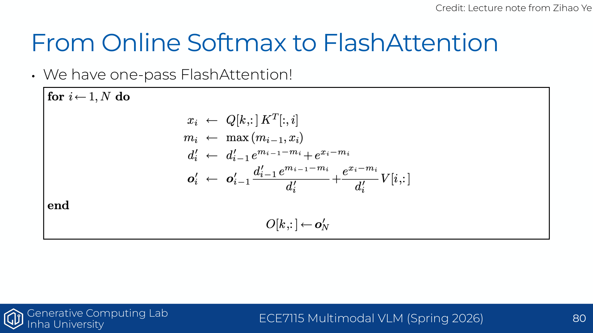 Understanding GPUs - one-pass FlashAttention